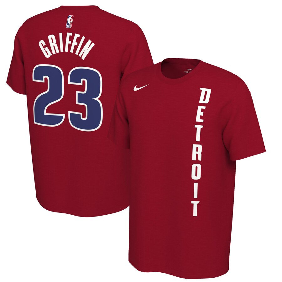 Men 2020 NBA Nike Blake Griffin Detroit Pistons Red 201920 Earned Edition Name Number TShirt.